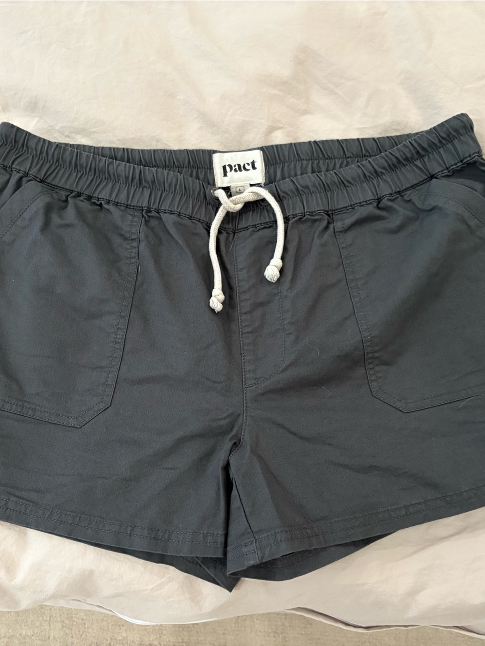 Women's Elastic Drawstring Athletic Shorts in Charcoal - Picture 2 of 4